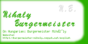 mihaly burgermeister business card